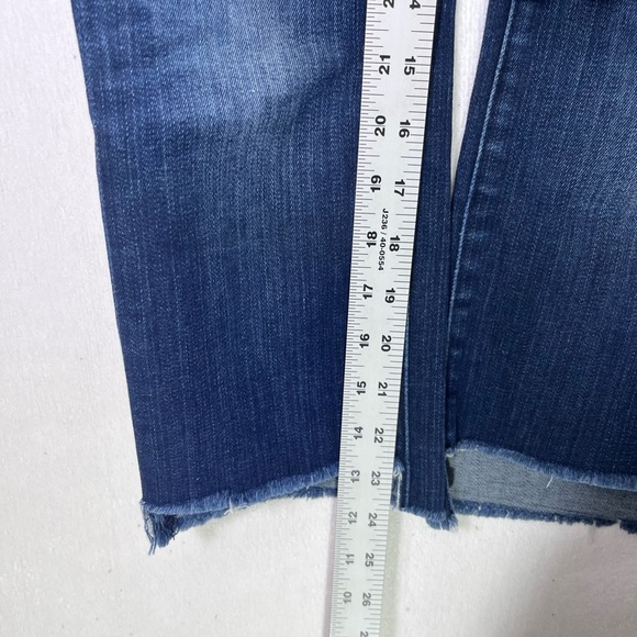 7 For All Mankind Straight Leg Cropped Jeans Womens 24 Stretch Cute Frayed 1990 - Picture 7 of 10